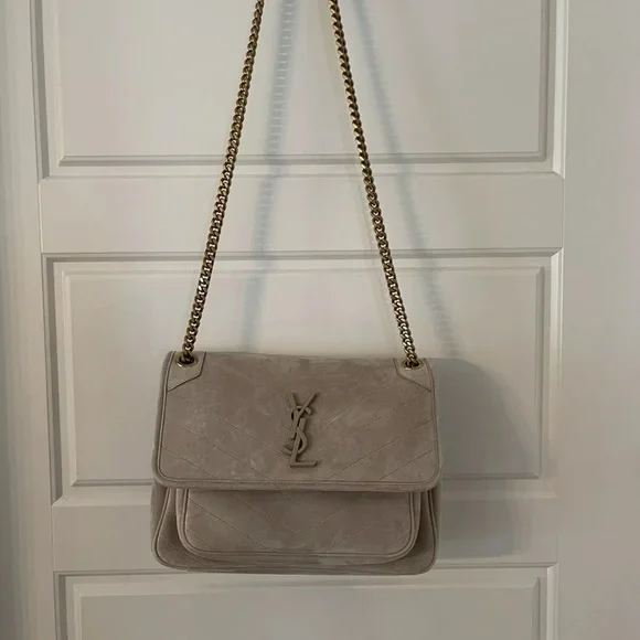 NWT!!! YSL Niki Medium Chain Bag in Sand Suede - Picture 3 of 10